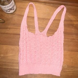 bubblegum pink knitted crop top
